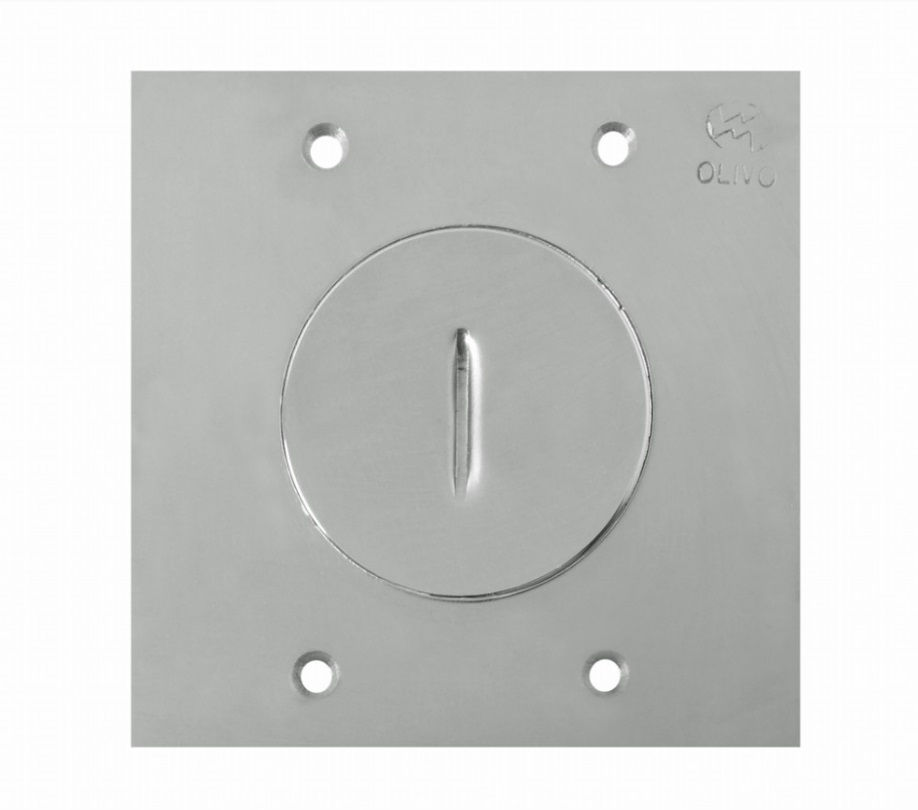 Placa Piso Unha INOX para 1 Tomada Redonda TELEBRAS 4x4 Padrão