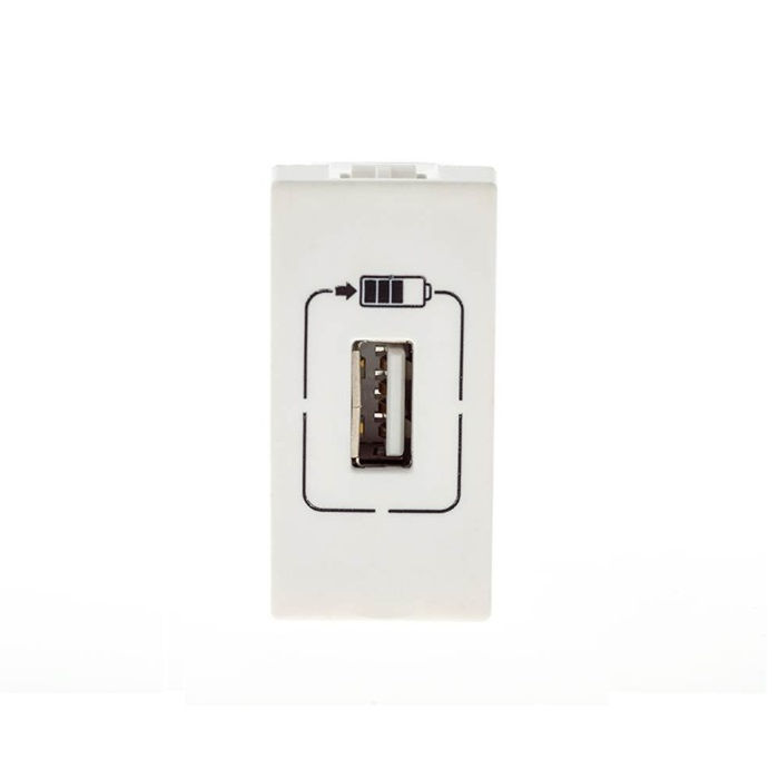 Módulo Módulo Carregador USB 2.0 1,5A 127/220VCA PVC Branco Linha Pial PLUS Mais