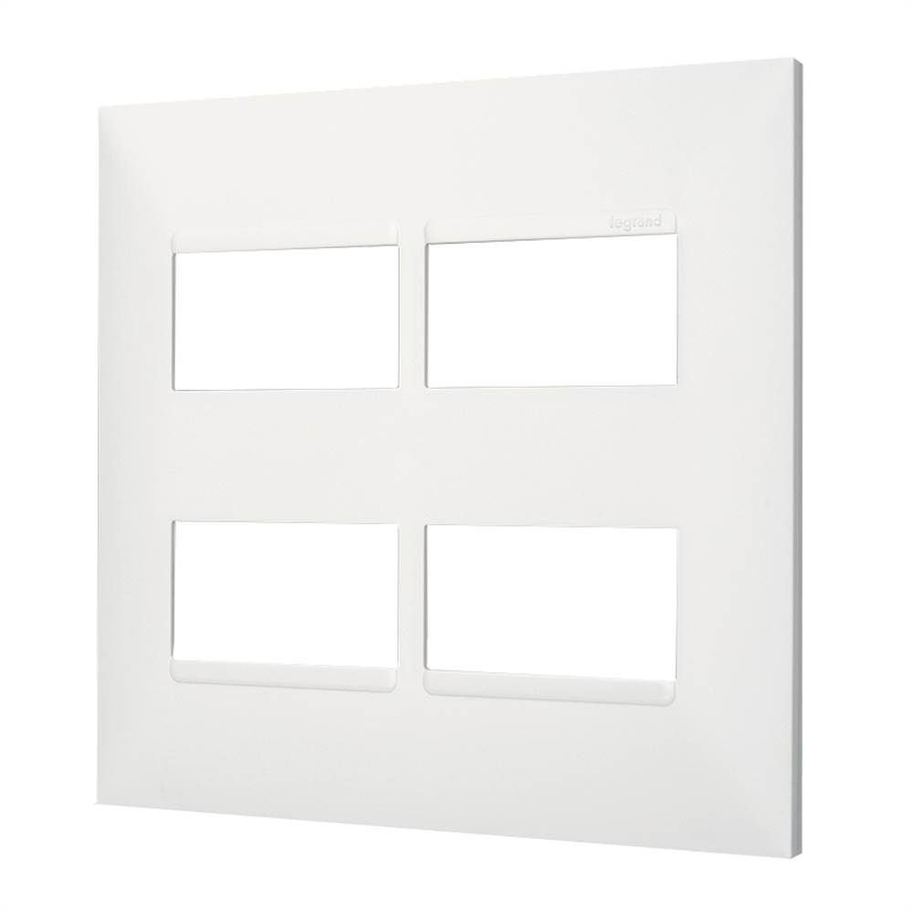 Placa PVC para 4 Módulos Distanciados 4x4 Branca Linha Pial PLUS Mais