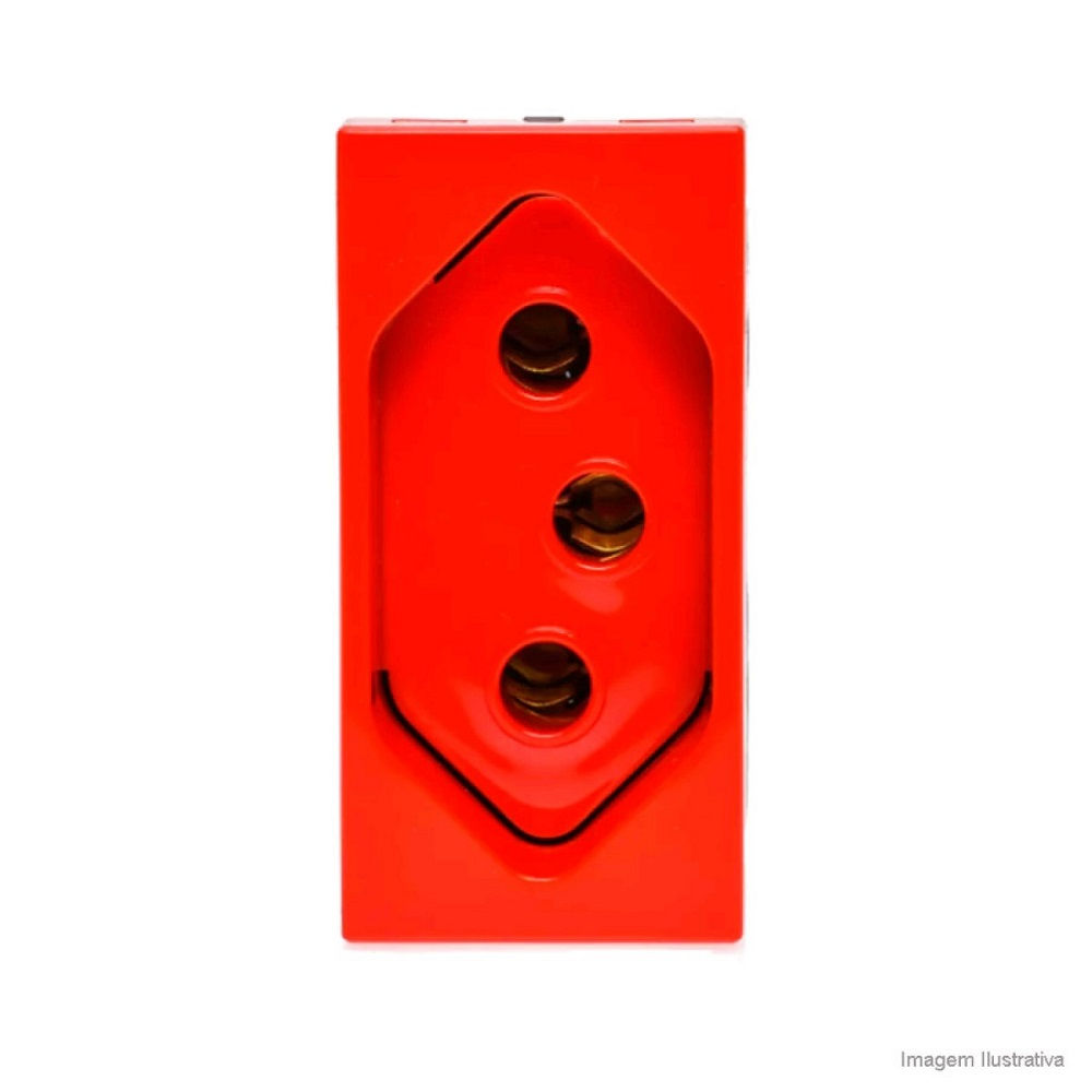 Módulo Módulo Tomada 2P+T Novo Vermelho 10A/250V PVC Arteor