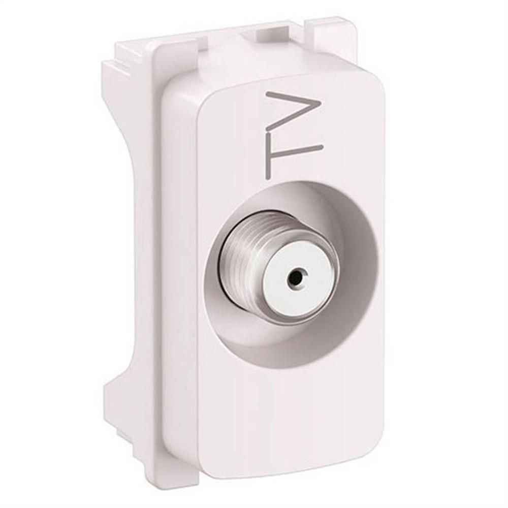 Módulo Módulo Tomada Antena TV Coaxial 75OHMS PVC Branco Linha Zeffia