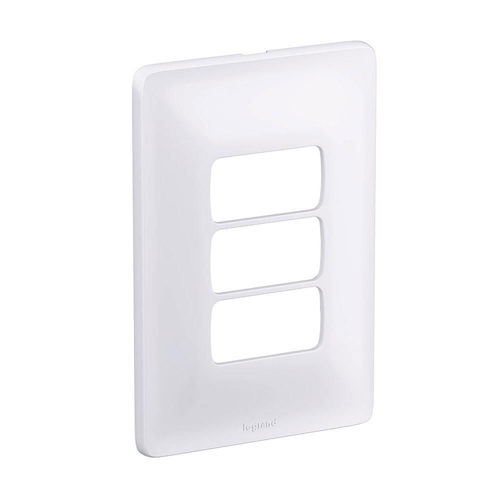 Placa PVC para 3 Módulos 4x2 Branca Zeffia com Suporte