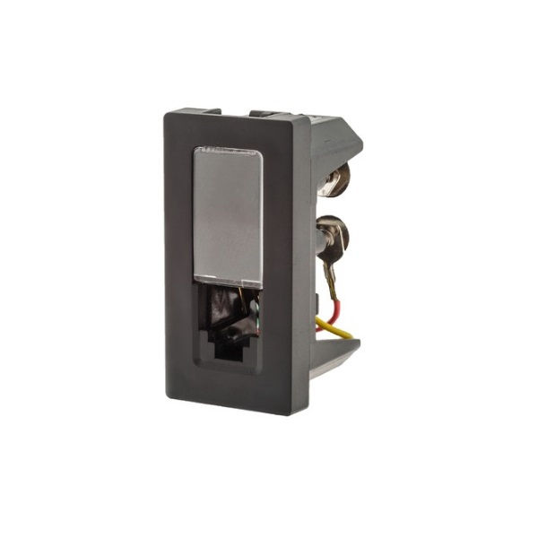 Módulo Módulo Tomada Telefone RJ11 4 Fios PVC Preto Linha Pial PLUS Mais