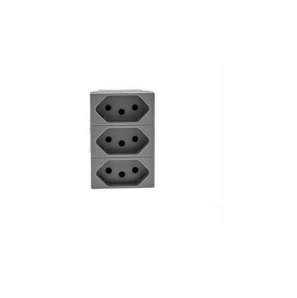 Módulo Tomada NBR 2P+T 10A/250VCA PVC Triplex Cinza Linha Pial PLUS Mais