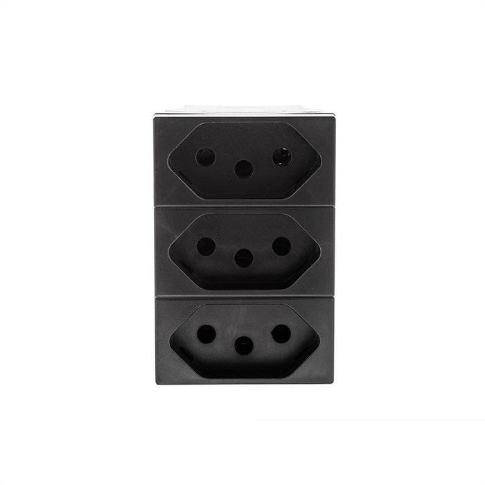 Módulo Tomada Triplex 2P+T 10A/250VCA A PVC Preto Pial Plus Mais Pial Legrand
