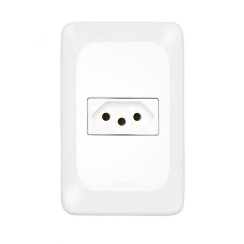 Tomada 2P+T Embutir Horizontal 4x2 10A com Placa Branca POP