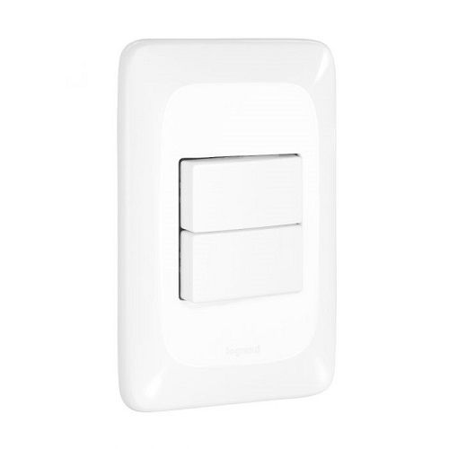 Interruptor Embutir 2 Teclas Paralelas Horizontal 10A/250VCA 4x2 Branco POP com Placa