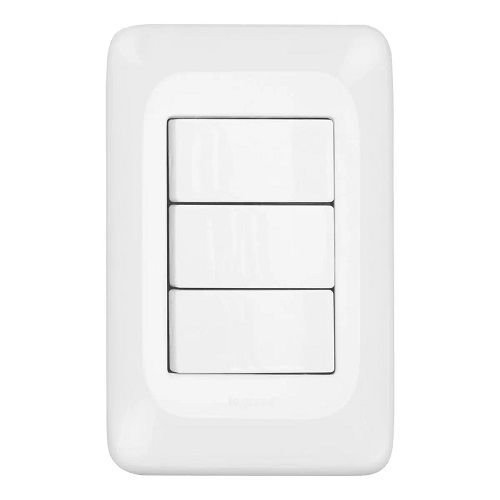 Interruptor Embutir 3 Teclas Simples Horizontal 10A/250VCA 4x2 Branco POP com Placa