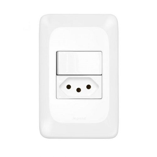 Interruptor Conjunto Embutir 1 Tecla Simples + 1 Tomada 2P+T 20A/250VCA 4x2 Branco POP com Placa