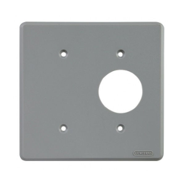 Placa PVC para 1 Tomada Redonda + Furo 13 mm 4x4 Cinza
