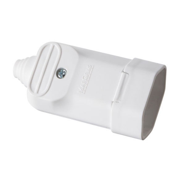Plugue Fêmea 2P+T 20A 250VCA PVC Branco com Prensa Cabo