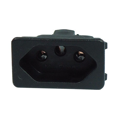 Tomada PVC 2P+T Retangular para Painel 20A/250VCA sem Placa Preta com Rabicho 150 mm