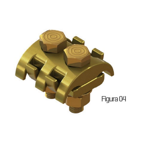 Conector Paralelo 2 Parafusos Bronze P-16-120,00 mm² D-16-120,00 mm² para Cabo de Aço