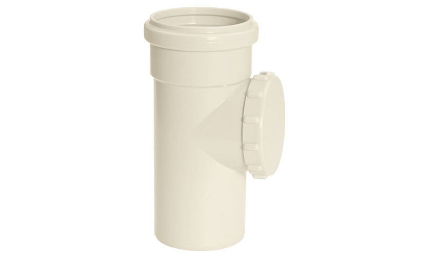 Te PVC Inspeção 75x75 mm Série Reforçada Cinza Claro Esgoto