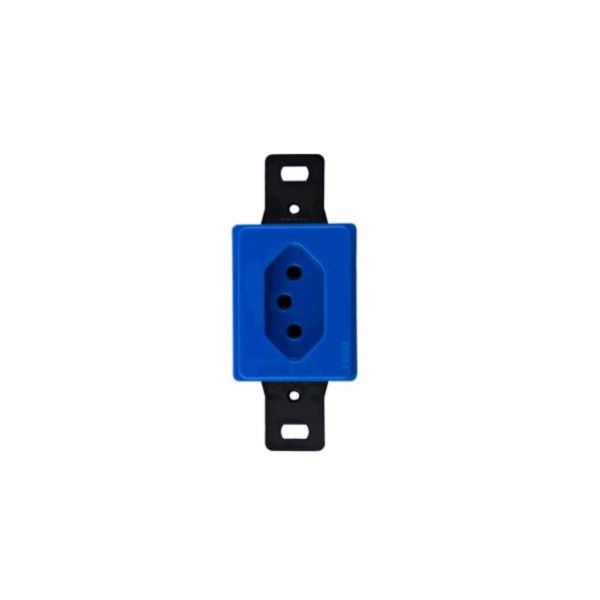 Tomada 2P+T Embutir Vertical Retangular 20A/250VCA sem Placa Azul Conduletes