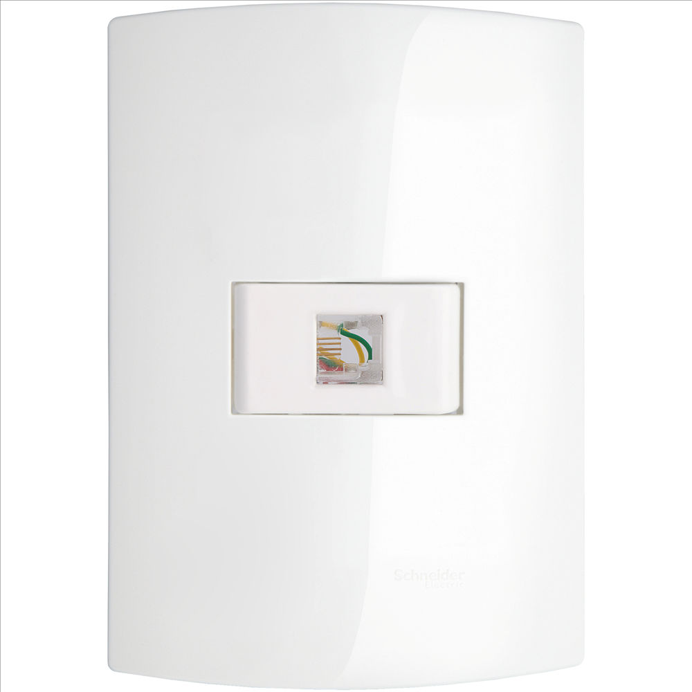 Tomada Telefone RJ11 2 Fios Embutir 4x2 Branca Linha Lumen com Placa