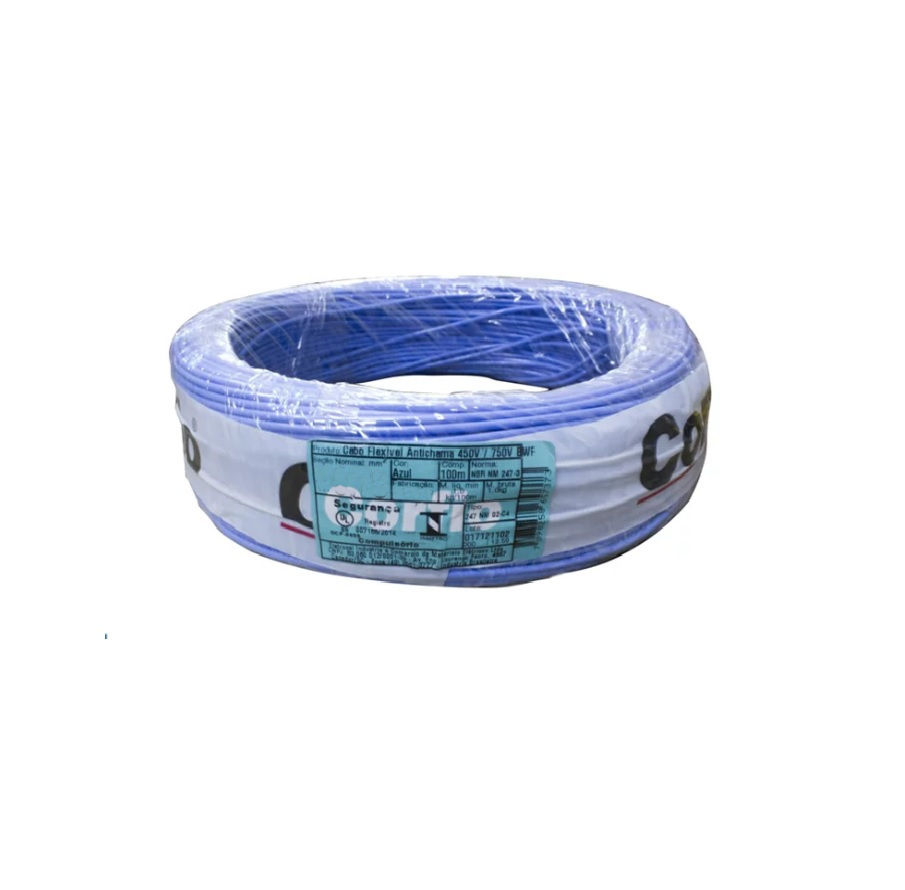 Cabo Cobre Isolado PVC 70G 750V 1x 2,50 mm² Flexível Azul Escuro NBR 247-3 Classe 5