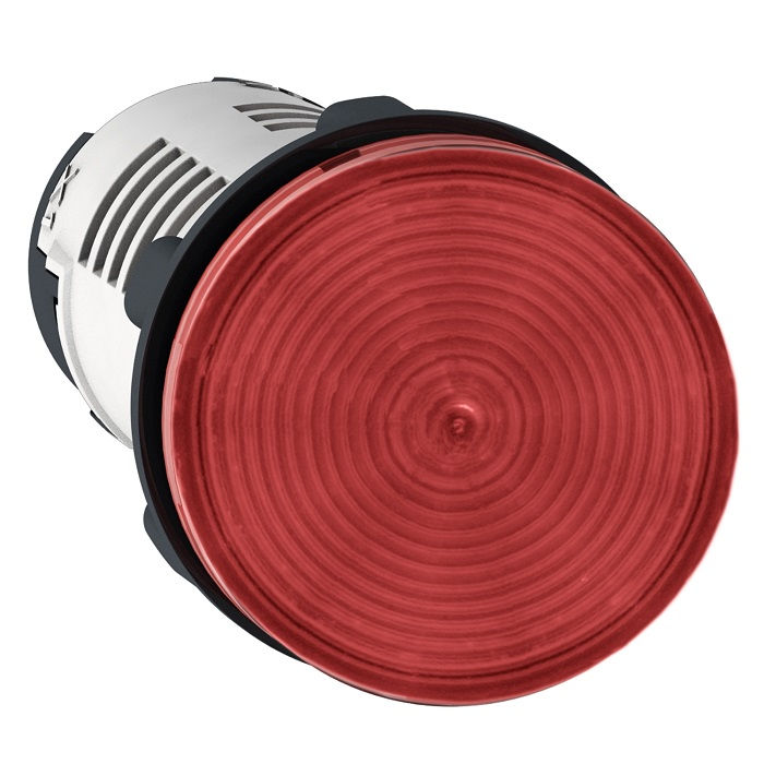 Sinaleiro Led PVC Monobloco Lente Raiada com LED 22 mm 24VCA/CC Vermelho