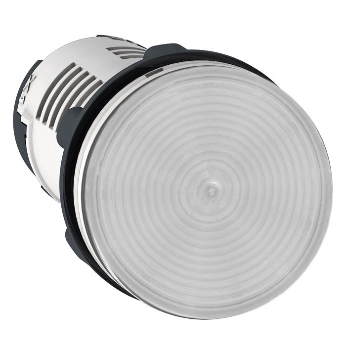 Sinaleiro Led PVC Saliente Monobloco Lente Lisa para Painel 22 mm 24VCA/CC Branco IP54..