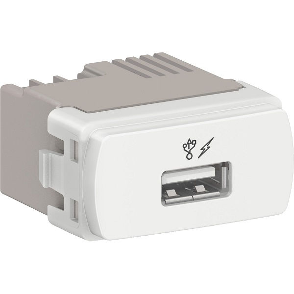Módulo Módulo Carregador USB 2.0 1,0A 127/220VCA PVC Branco Linha Miluz