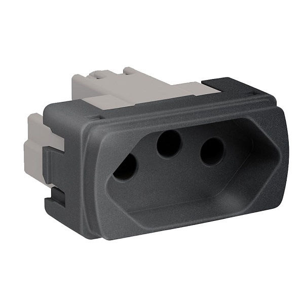 Módulo Módulo Tomada NBR 2P+T 20A/250VCA PVC Grafite Linha Miluz