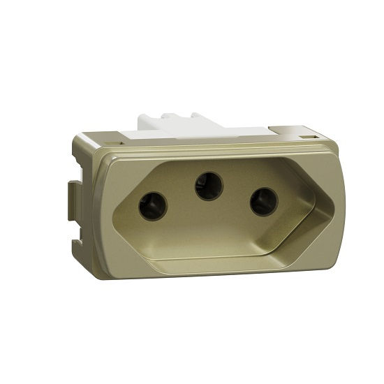 Módulo Módulo Tomada NBR 2P+T 10A/250VCA PVC Dourado Linha Miluz