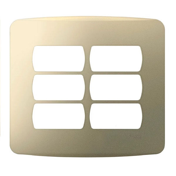 Placa PVC para 6 Módulos 4x4 Dourada Linha Miluz com Suporte