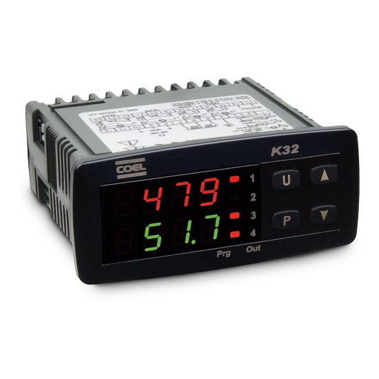 Controlador Temporizador Digital Duplo Display J,K,R,ST,PT100 5-8A 24VCA/CC 35x78x64 mm Saída Relé