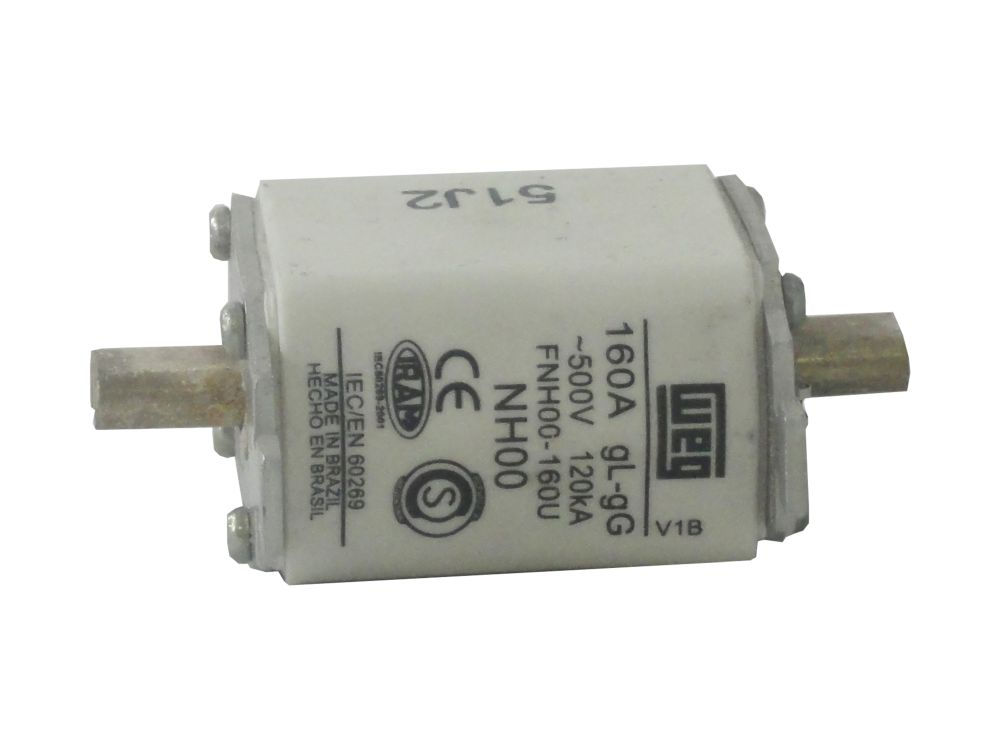 Fusível Fusível NH Porcelana Retardado Tamanho 00 160A 78x60x29 mm 500VCA