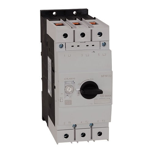 Disjuntor Motor Tripolar MPW100 70,00-90,00A Classe 10 Acionamento Rotativo DIN Conexão para Parafuso