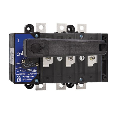 Chave Seccionadora Rotativa RIW Tripolar 1250A com Fixação para Base com Alavanca Preta SOB Carga