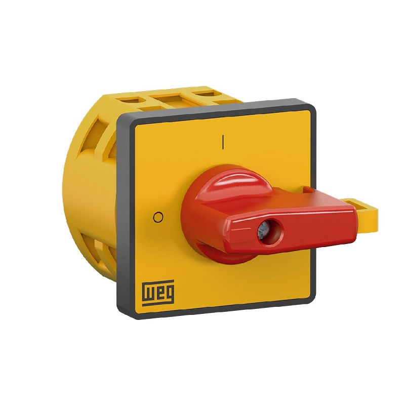 Chave Seccionadora Rotativa MSW Tripolar 16A com Fixação Frontal com Manopla Vermelha para Cadeado