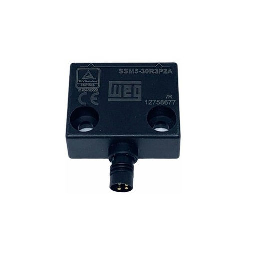 Sensor Magnético de Proximidade SSM5-30R3P2A Retangular 2NA de Segurança Alcance 5 mm com Conector M8 4 Fios IP67 Saída Central