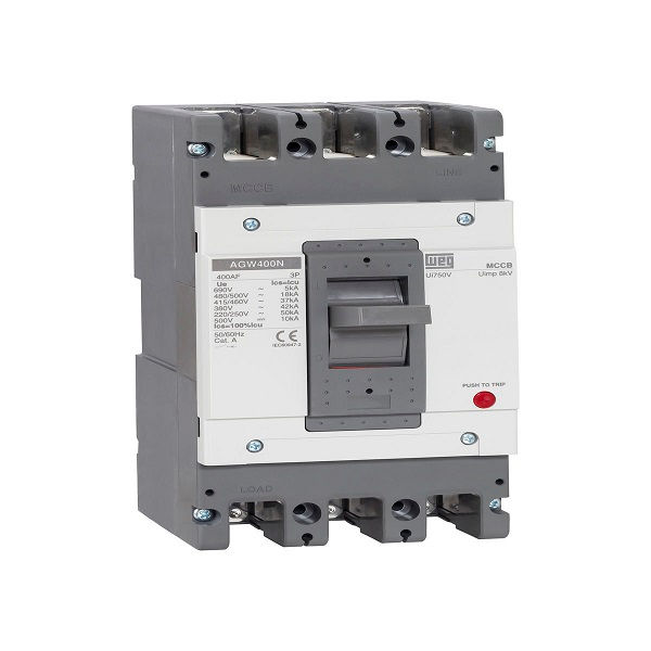 Disjuntor Termomagnético Fixo Tripolar AGW400N 350A 50 KA/42 KA 220/380VCA Caixa Moldada