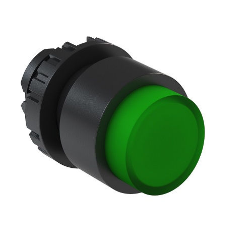 Botão Botão Pulsador PVC Saliente 22,00 mm Verde Aro Preto Luminoso