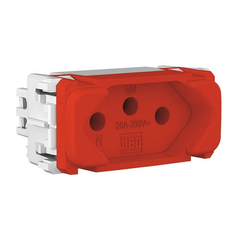 Módulo Tomada NBR 2P+T 20A/250VCA PVC Vermelho Linha Compose