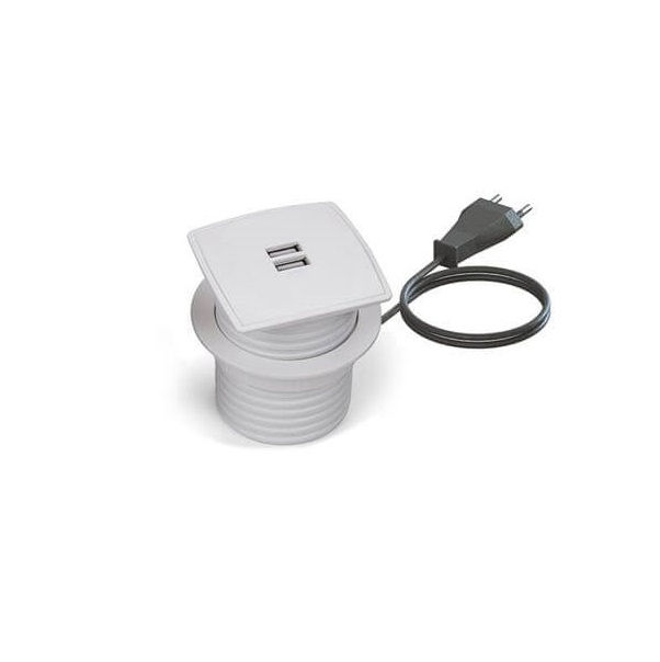 Caixa Embutir Mini USB com Cabo e Fonte ABS Branco QTMOV Facility