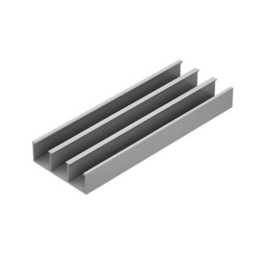 Canaleta Alumínio Triplo com Divisória 73x25x3000 mm sem Tampa Cinza Texturizado Standard