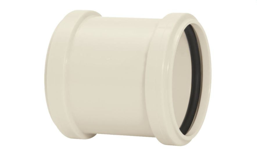 Luva PVC Correr com Anel 100 mm Série Reforçada Cinza Claro Esgoto