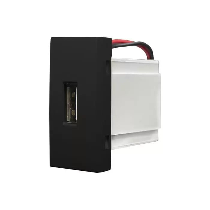 Módulo Módulo Carregador USB 2.0 0,75A 127/220VCA PVC Preto Linha Unno Life