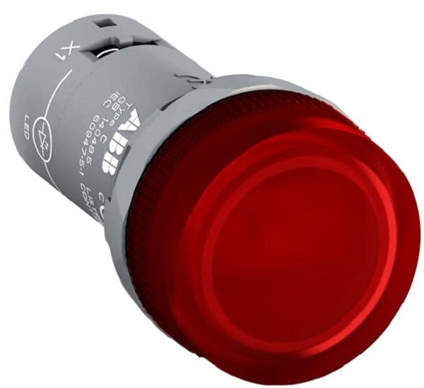 Sinaleiro Led PVC Faceado Lente Lisa com LED 22 mm 24VCA/CC Vermelho