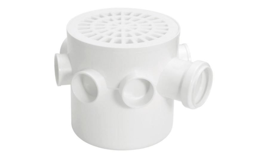 Caixa Sifonada PVC Redonda 150x150x50 mm Classe 8 Branca com 7 Entradas Esgoto