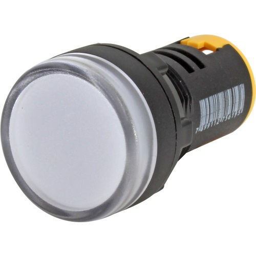 Sinaleiro Led PVC Faceado Lente Lisa com LED 22 mm 220VCA Branco