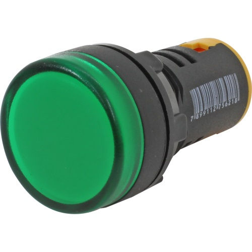 Sinaleiro Led PVC Faceado Lente Lisa com LED 22 mm 110VCA/CC Verde IP65