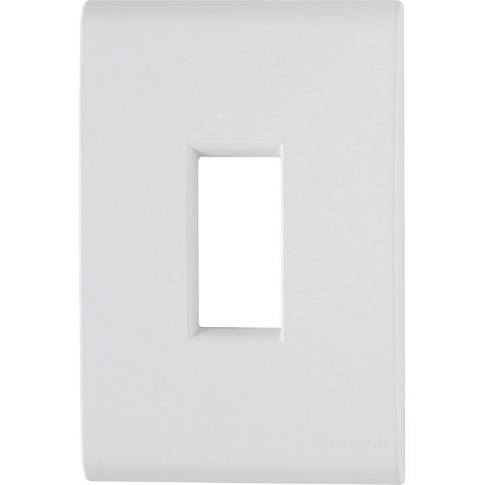 Placa PVC para 1 Módulo Vertical 4x2 Branca LIZ com Suporte