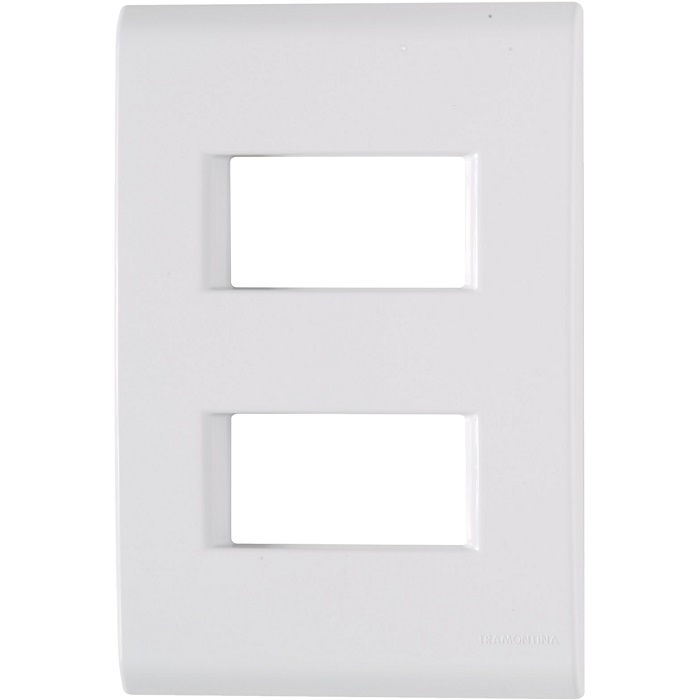 Placa PVC para 2 Módulos Distanciados 4x2 Branca LIZ com Suporte