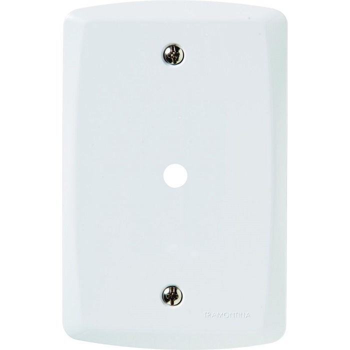 Placa PVC Passagem de Fio 1 Furo 4x2 Branca Linha LUX2