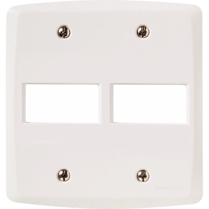 Placa PVC para 2 Módulos 4x4 Branca LUX2