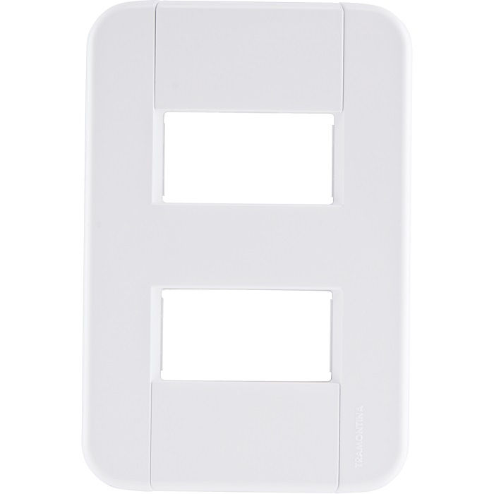 Placa PVC para 2 Módulos Distanciados 4x2 Branca Tablet com Suporte