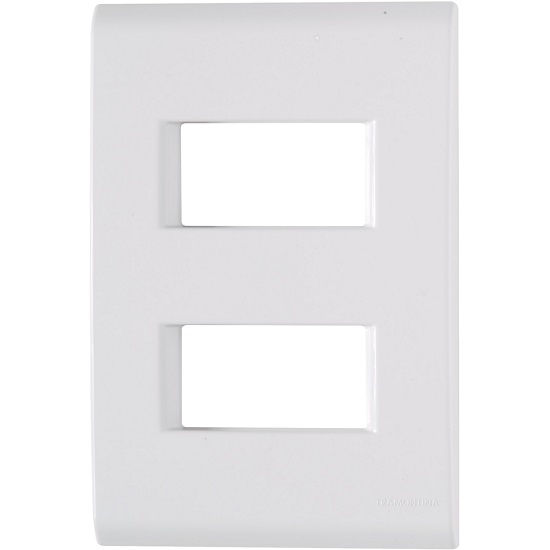 Placa PVC para 2 Módulos Distanciados 4x2 Branca LIZ com Suporte com 60 Peças